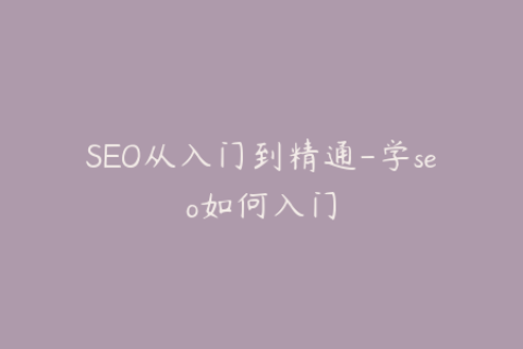 SEO从入门到精通-学seo如何入门