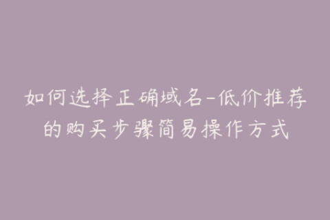 如何选择正确域名-低价推荐的购买步骤简易操作方式