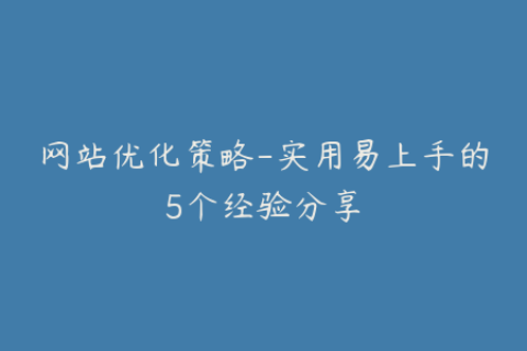 网站优化策略-实用易上手的5个经验分享