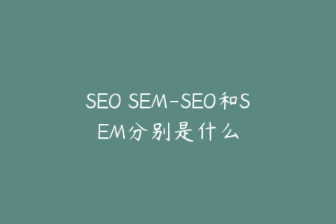 SEO SEM-SEO和SEM分别是什么