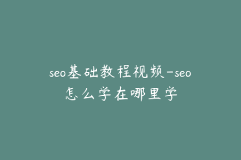 seo基础教程视频-seo怎么学在哪里学