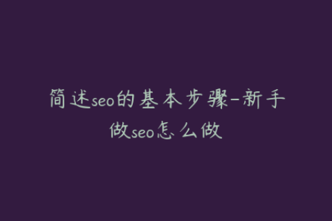 简述seo的基本步骤-新手做seo怎么做