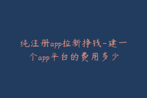 纯注册app拉新挣钱-建一个app平台的费用多少