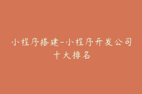小程序搭建-小程序开发公司十大排名