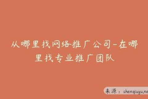 从哪里找网络推广公司-在哪里找专业推广团队