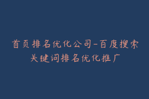 首页排名优化公司-百度搜索关键词排名优化推广