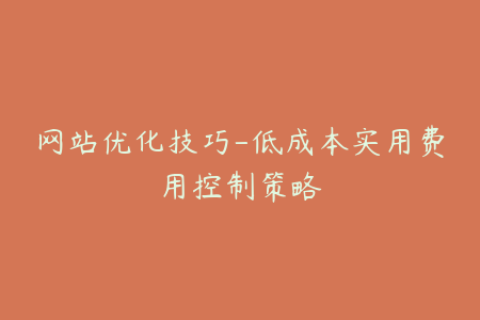网站优化技巧-低成本实用费用控制策略