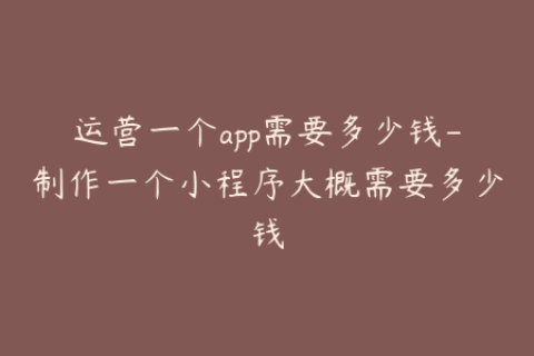 运营一个app需要多少钱-制作一个小程序大概需要多少钱
