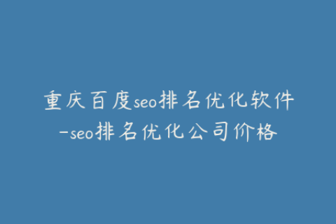 重庆百度seo排名优化软件-seo排名优化公司价格