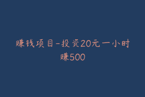 赚钱项目-投资20元一小时赚500