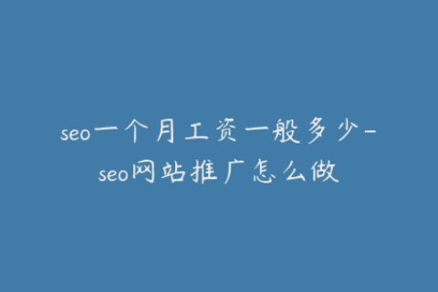 seo一个月工资一般多少-seo网站推广怎么做