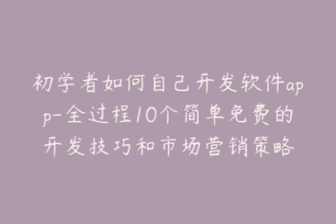 初学者如何自己开发软件app-全过程10个简单免费的开发技巧和市场营销策略