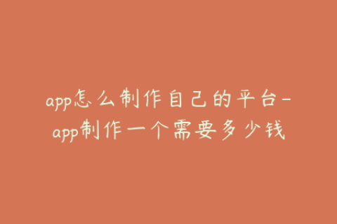 app怎么制作自己的平台-app制作一个需要多少钱