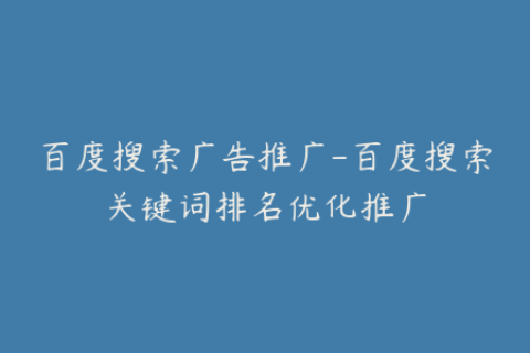 百度搜索广告推广-百度搜索关键词排名优化推广