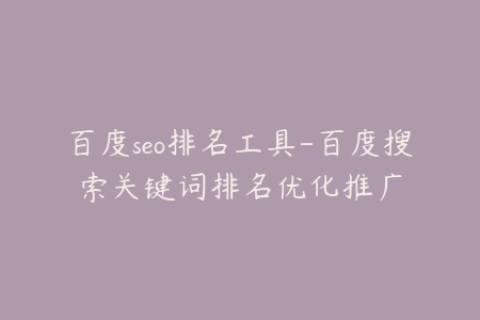 百度seo排名工具-百度搜索关键词排名优化推广