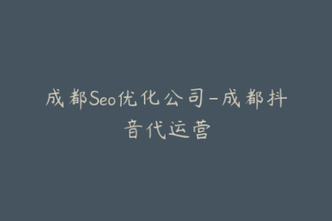 成都Seo优化公司-成都抖音代运营