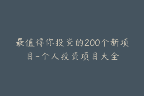 最值得你投资的200个新项目-个人投资项目大全
