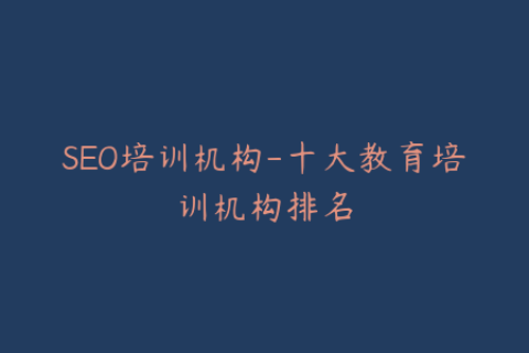 SEO培训机构-十大教育培训机构排名