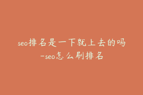 seo排名是一下就上去的吗-seo怎么刷排名