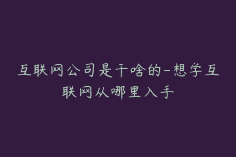 互联网公司是干啥的-想学互联网从哪里入手