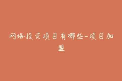 网络投资项目有哪些-项目加盟