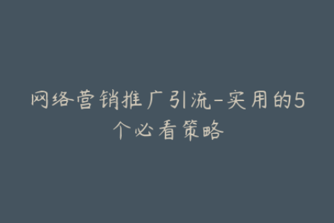 网络营销推广引流-实用的5个必看策略