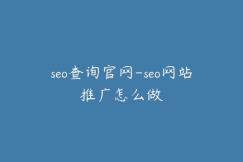 seo查询官网-seo网站推广怎么做