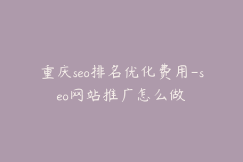 重庆seo排名优化费用-seo网站推广怎么做