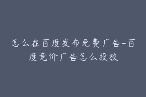 怎么在百度发布免费广告-百度竞价广告怎么投放