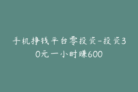 手机挣钱平台零投资-投资30元一小时赚600