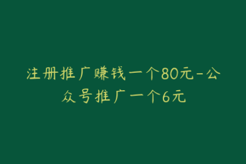 注册推广赚钱一个80元-公众号推广一个6元