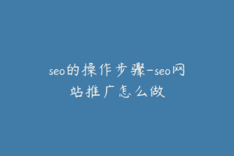 seo的操作步骤-seo网站推广怎么做