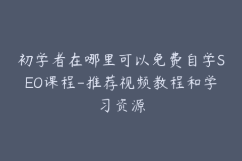 初学者在哪里可以免费自学SEO课程-推荐视频教程和学习资源
