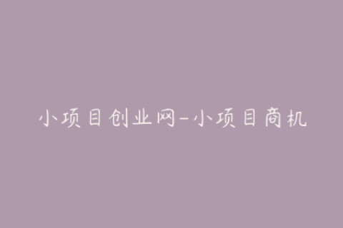 小项目创业网-小项目商机