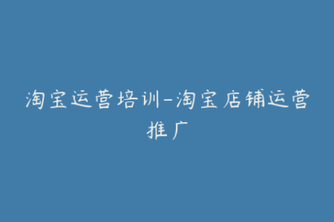 淘宝运营培训-淘宝店铺运营推广