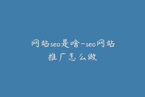 网站seo是啥-seo网站推广怎么做