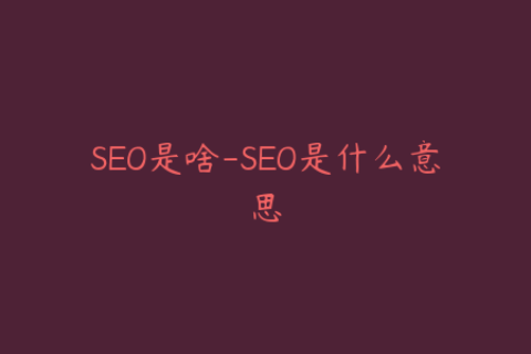 SEO是啥-SEO是什么意思