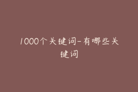 1000个关键词-有哪些关键词