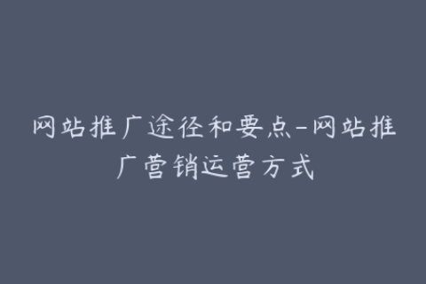 网站推广途径和要点-网站推广营销运营方式