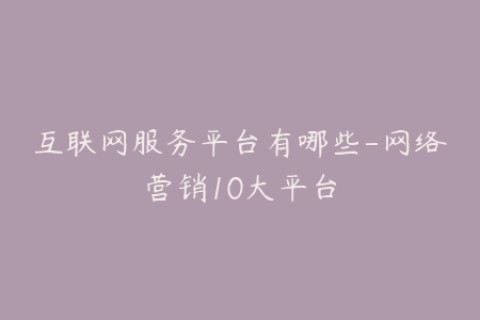 互联网服务平台有哪些-网络营销10大平台