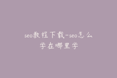 seo教程下载-seo怎么学在哪里学