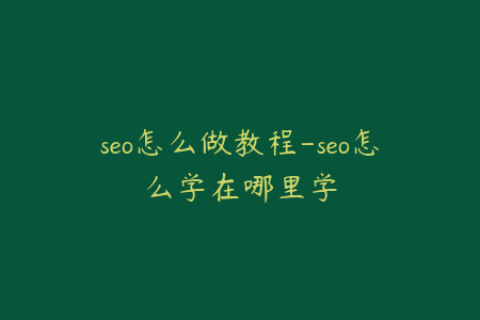 seo怎么做教程-seo怎么学在哪里学