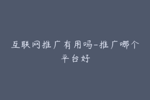 互联网推广有用吗-推广哪个平台好