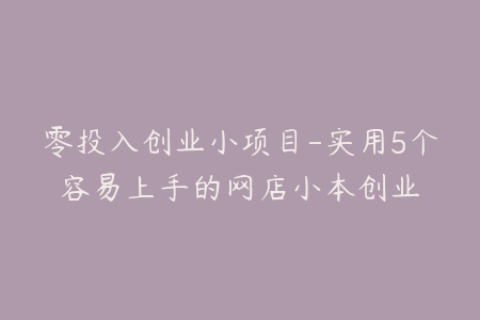 零投入创业小项目-实用5个容易上手的网店小本创业