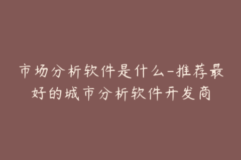市场分析软件是什么-推荐最好的城市分析软件开发商