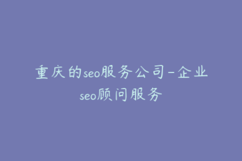 重庆的seo服务公司-企业seo顾问服务