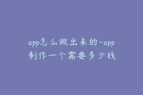 app怎么做出来的-app制作一个需要多少钱