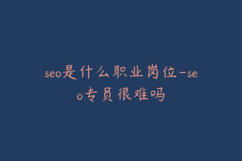 seo是什么职业岗位-seo专员很难吗