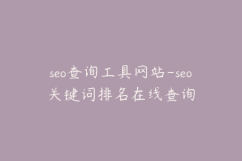 seo查询工具网站-seo关键词排名在线查询