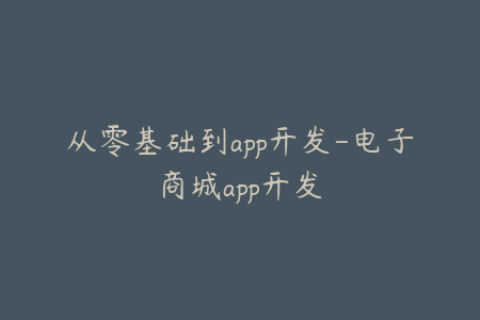 从零基础到app开发-电子商城app开发